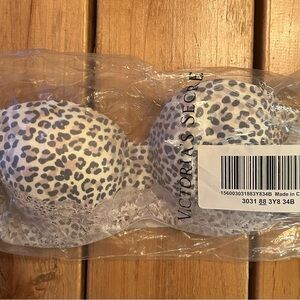 Victoria's Secret Leopard Print Bra in White and Gray